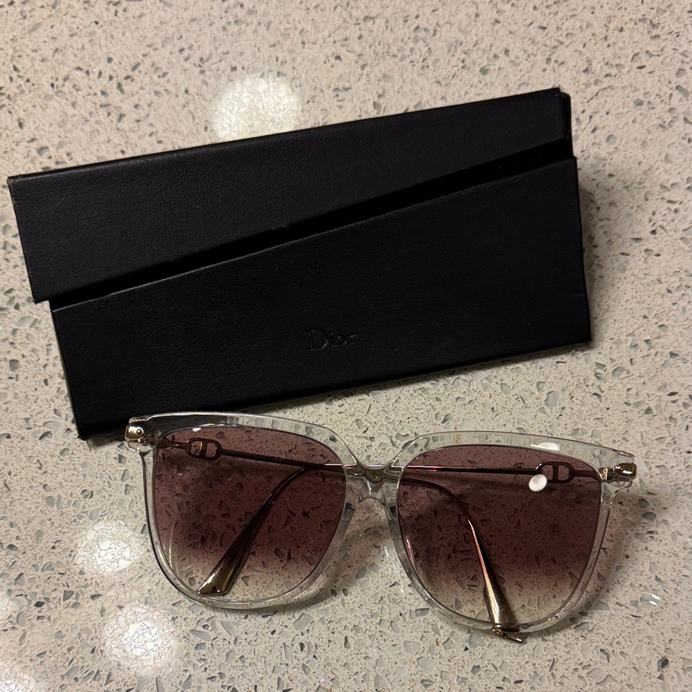 Dior Clear Frame Sunglasses with Pink Gradient Lenses. Like brand new!